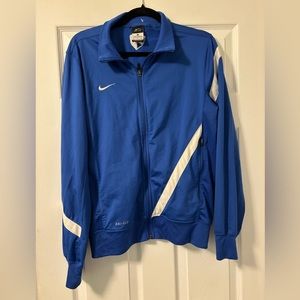 small blue and white Nike dri fit zip up jacket